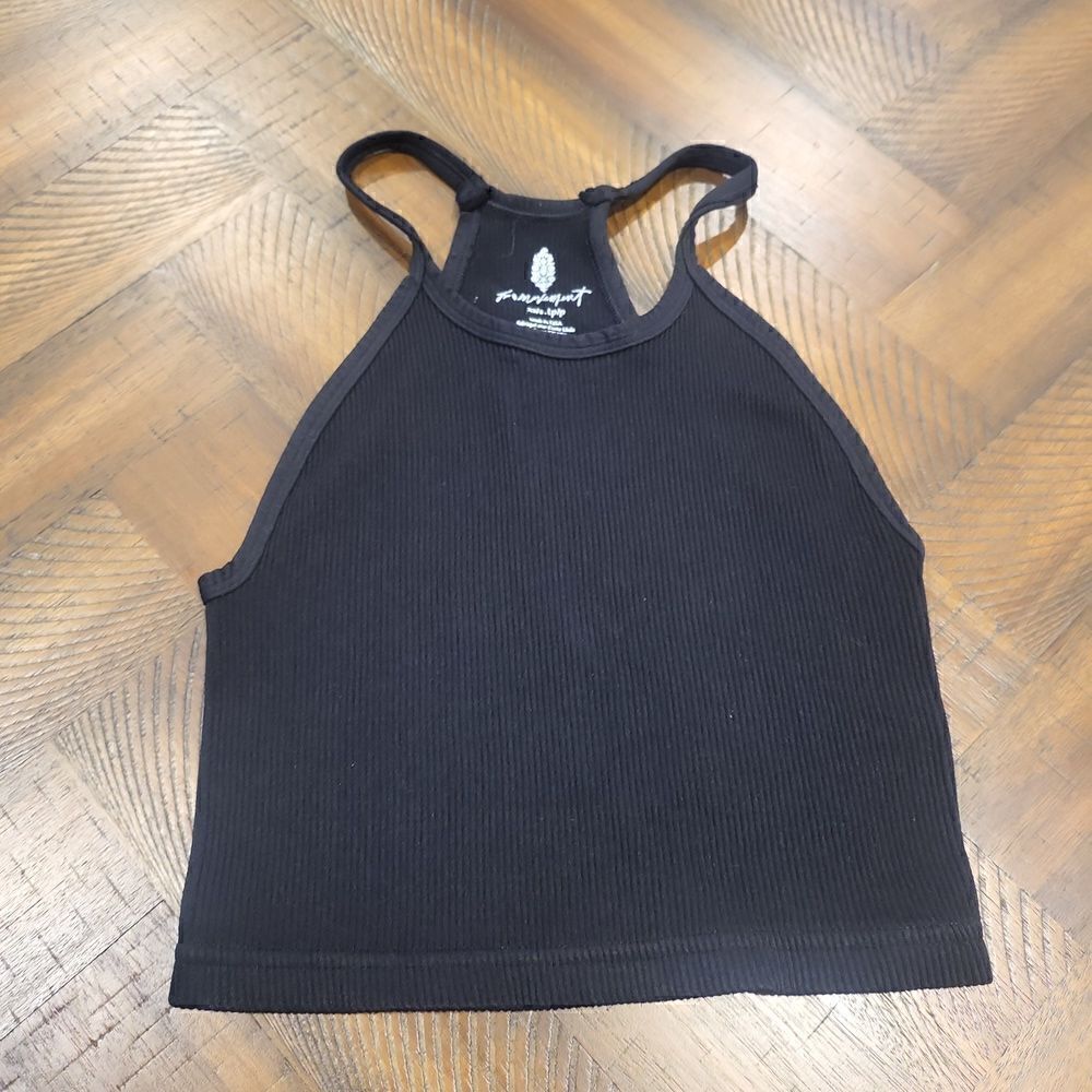 Free People Happiness Runs Solid Black Tank XS/S